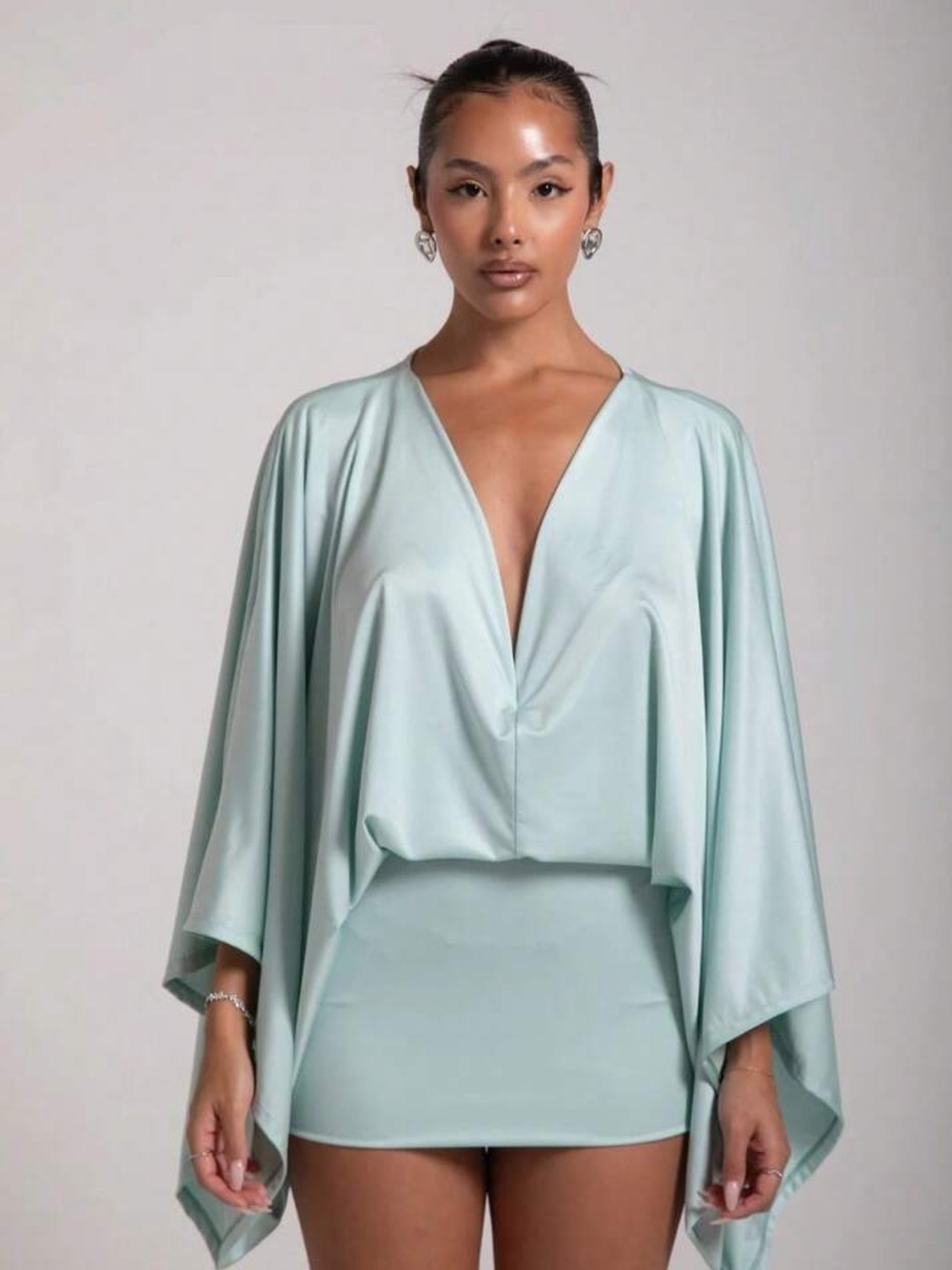 Blue mini v neck dress